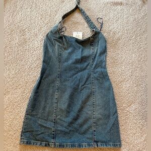 Zara Denim Halter mini Dress nwt size medium